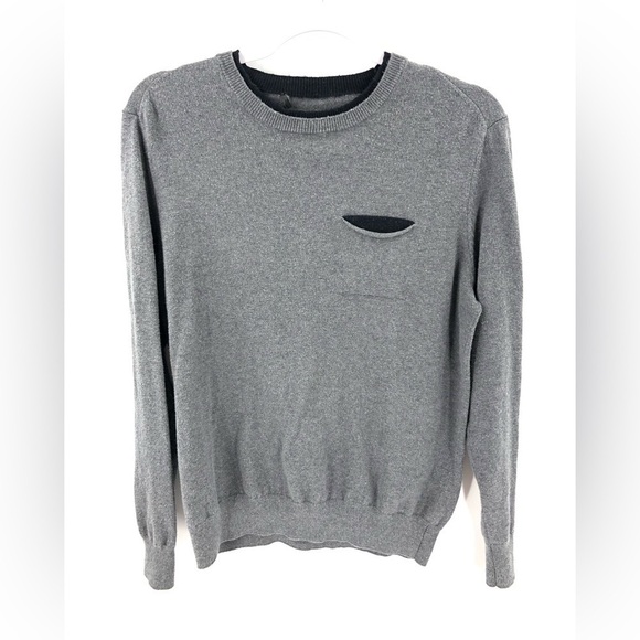 Stewart Of Scotland Cashmere Cotton Sweater Pullover Jumper Gray Mens Medium - Picture 1 of 7